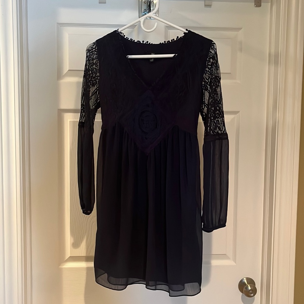 Navy Long Sleeve Lace Dress